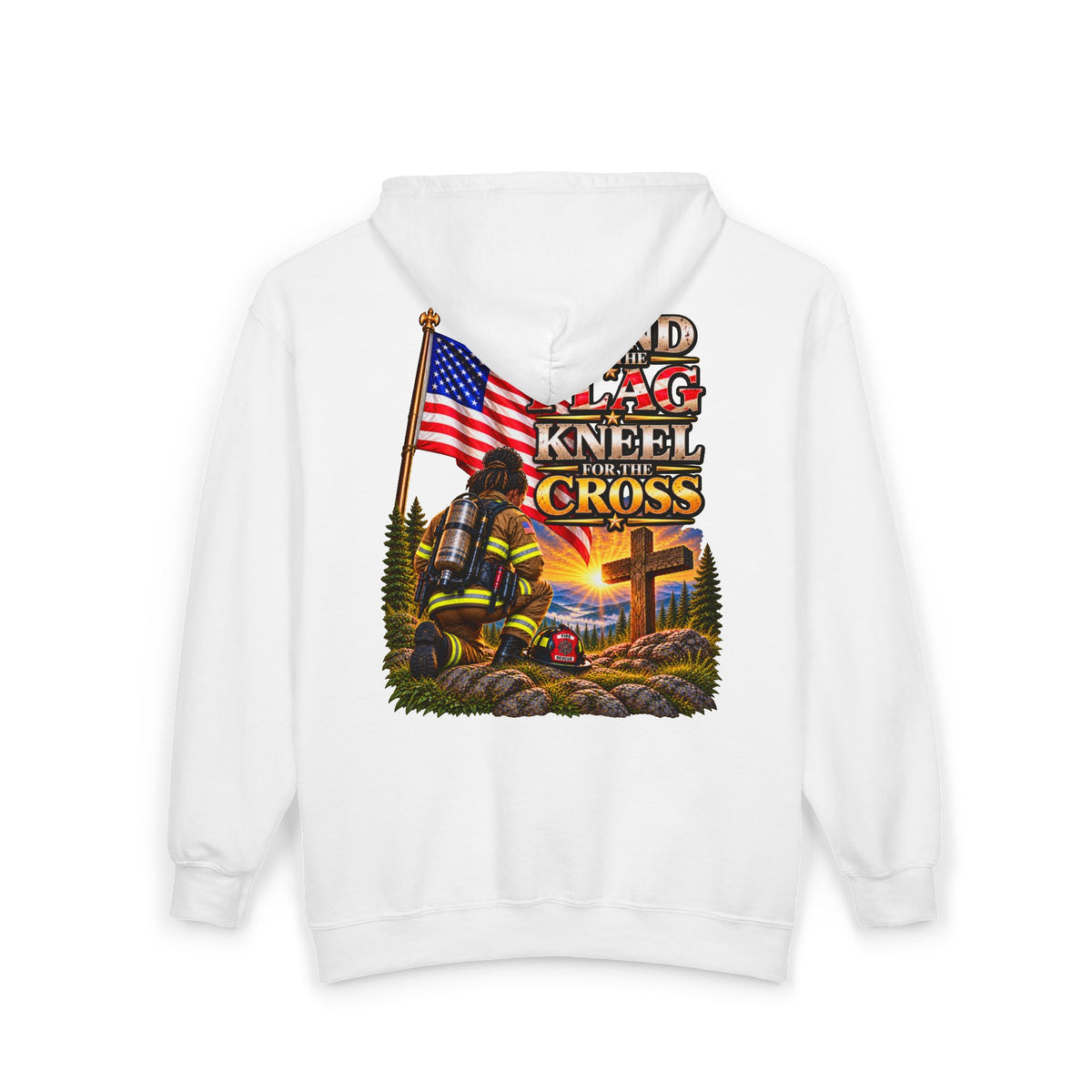 Firefighter 4 Stand for the Flag, Kneel for the Cross - Hoodie