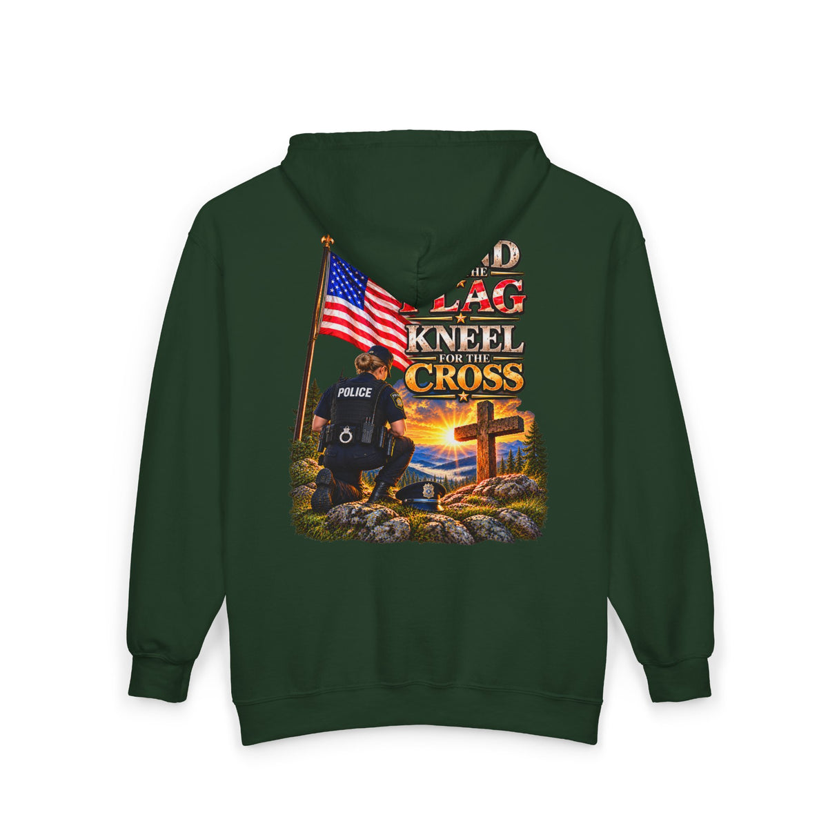 Police Officer 3 Stand for the Flag, Kneel for the Cross - Hoodie