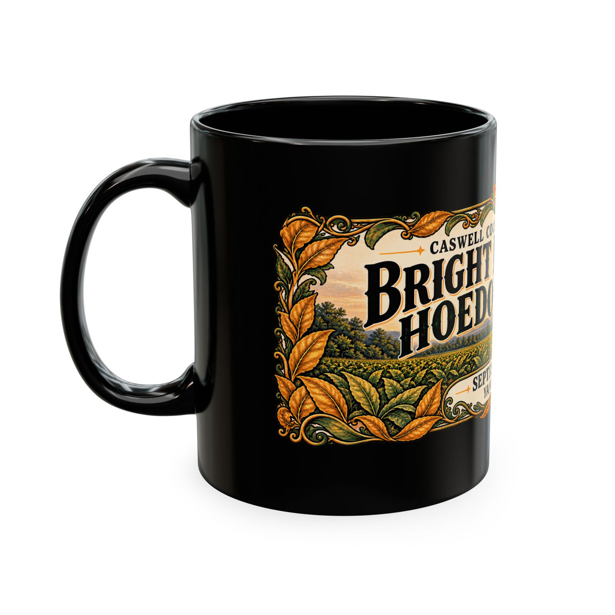 Bright Leaf Hoedown Ceramic Mug — Yanceyville NC Event Souvenir (Sept 19, 2026)