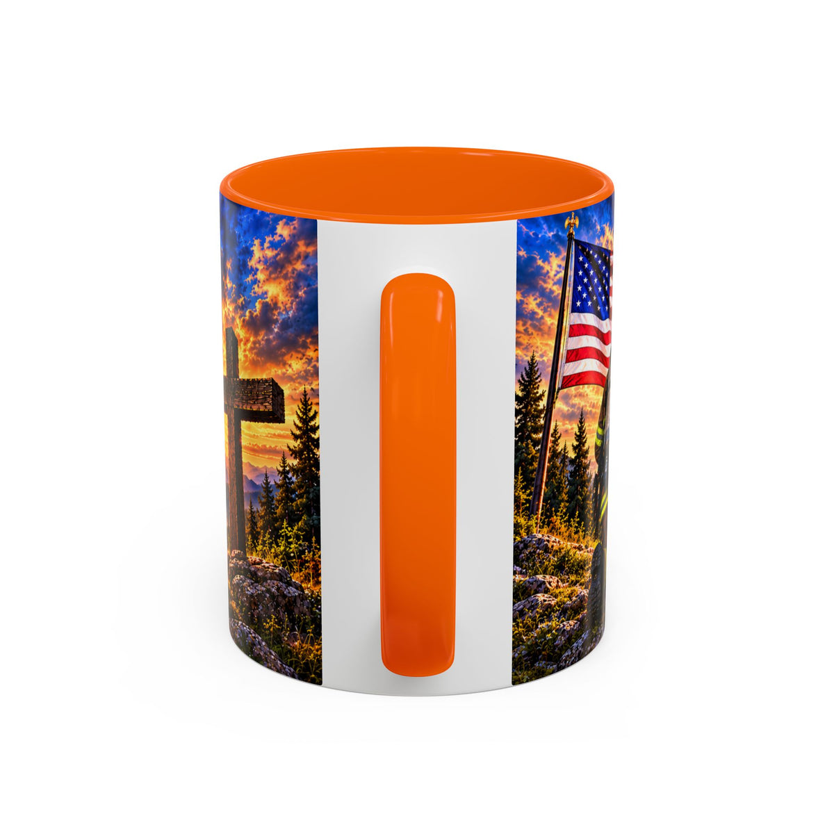 Firefighter Coffee Mug - "Stand for the Flag, Kneel for the Cross" Patriotic  Accent Mug