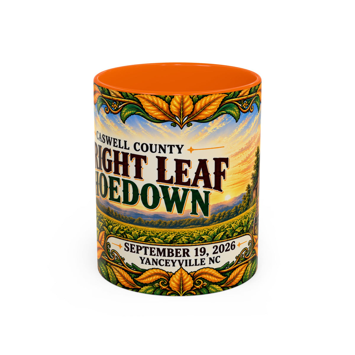 Bright Leaf Hoedown Coffee Mug Wrap — Caswell County Event Souvenir (Sept 19, 2026)