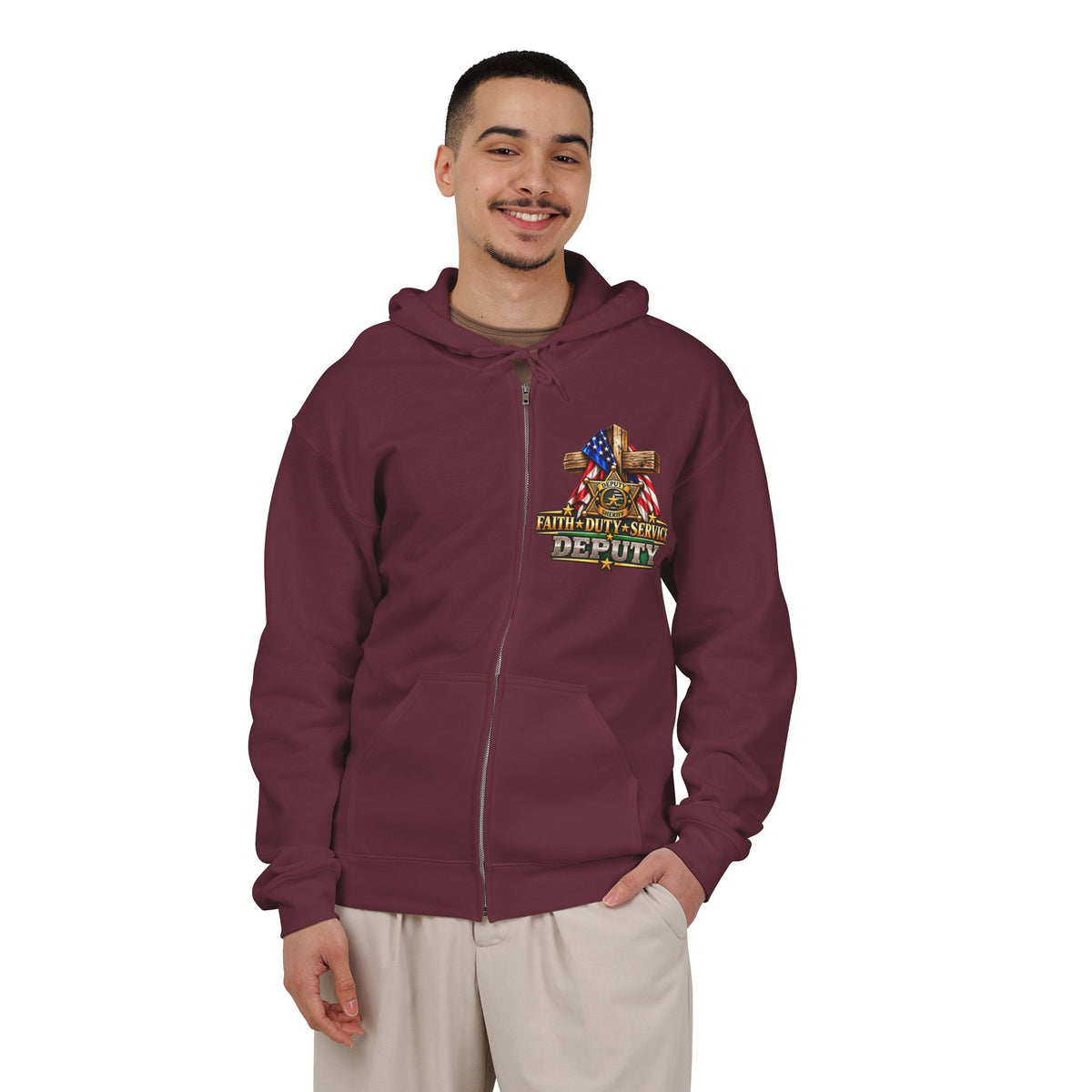 Deputy Sheriff Stand for the Flag, Kneel for the Cross - Hoodie
