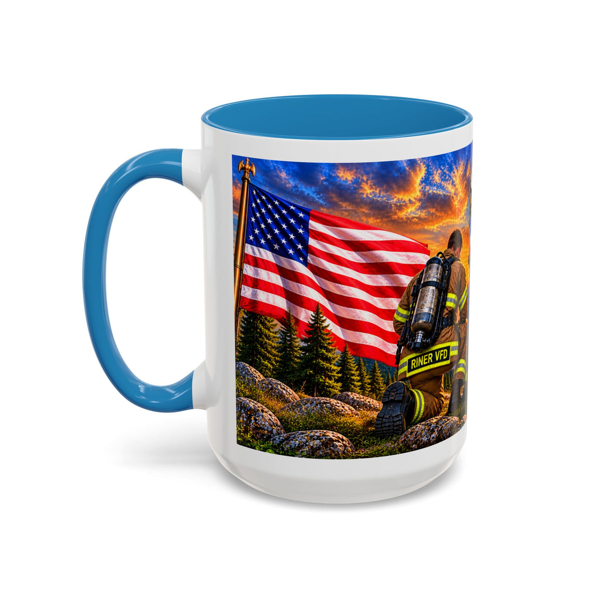Riner_Firefighter_Stand for the Flag, Kneel for the Cross Coffee Mug_WM