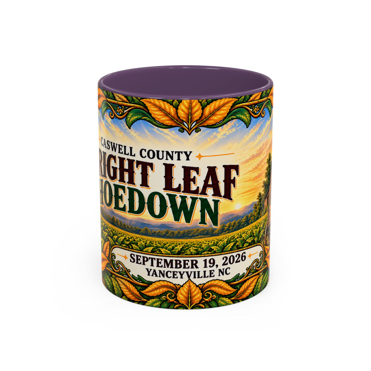 Bright Leaf Hoedown Coffee Mug Wrap — Caswell County Event Souvenir (Sept 19, 2026)