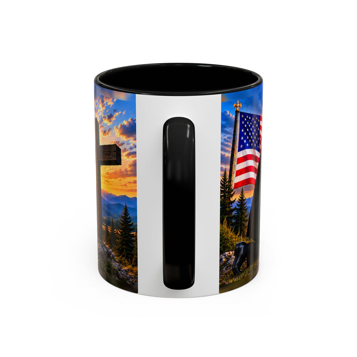 Pastor of EFC_ER_Stand for the Flag, Kneel for the Cross Accent Coffee Mug - Patriotic 11oz