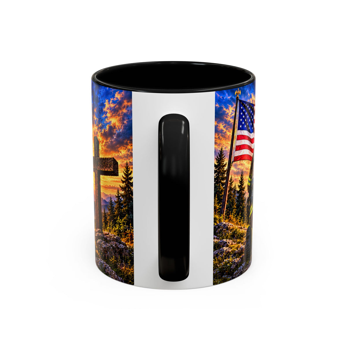 Firefighter Coffee Mug - "Stand for the Flag, Kneel for the Cross" Patriotic  Accent Mug