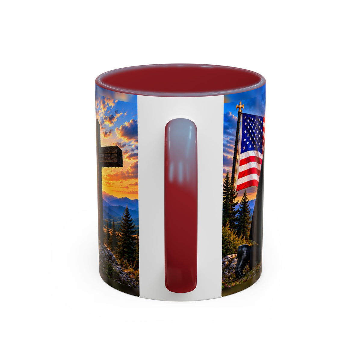Pastor of EFC_ER_Stand for the Flag, Kneel for the Cross Accent Coffee Mug - Patriotic 11oz