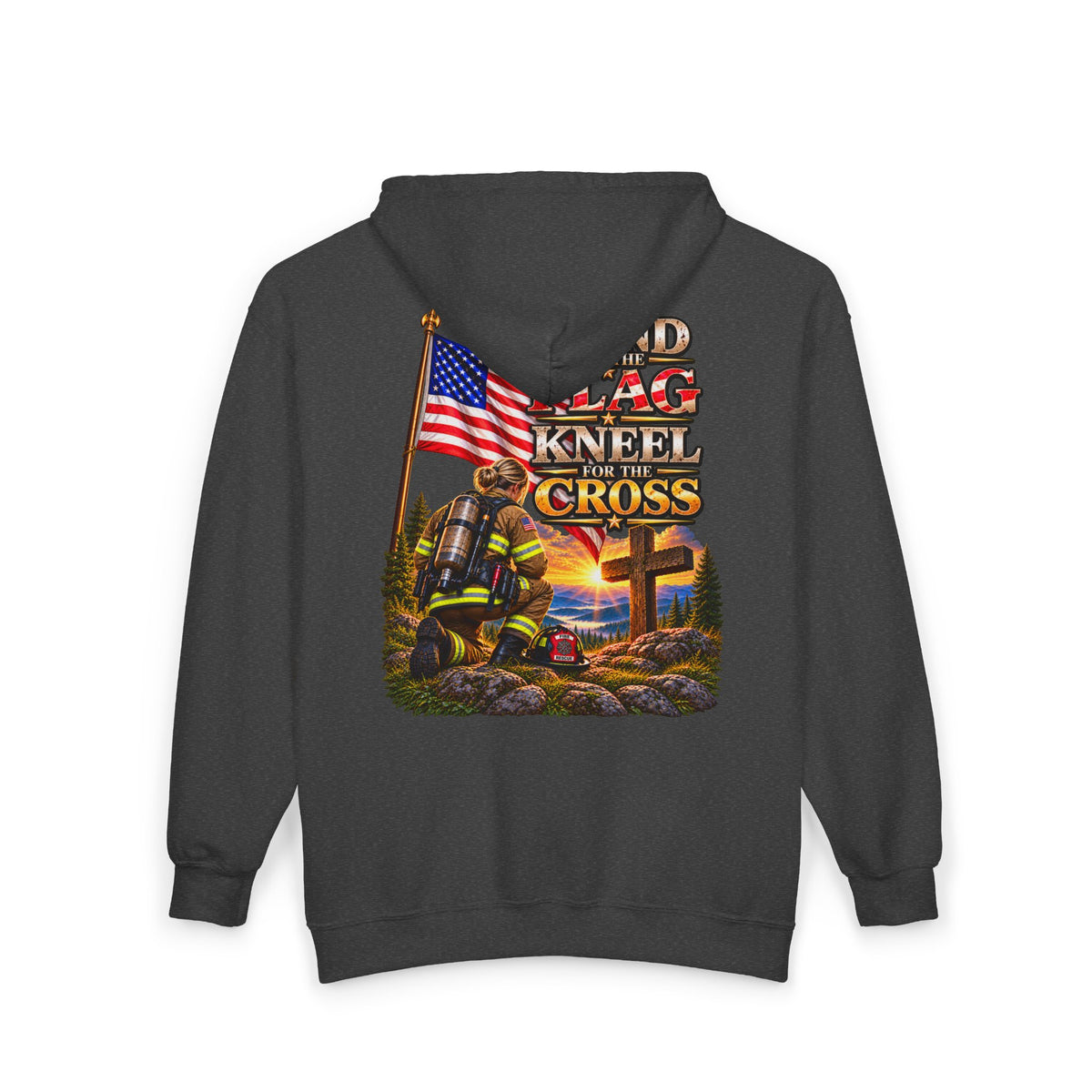 Firefighter 3 Stand for the Flag, Kneel for the Cross - Hoodie