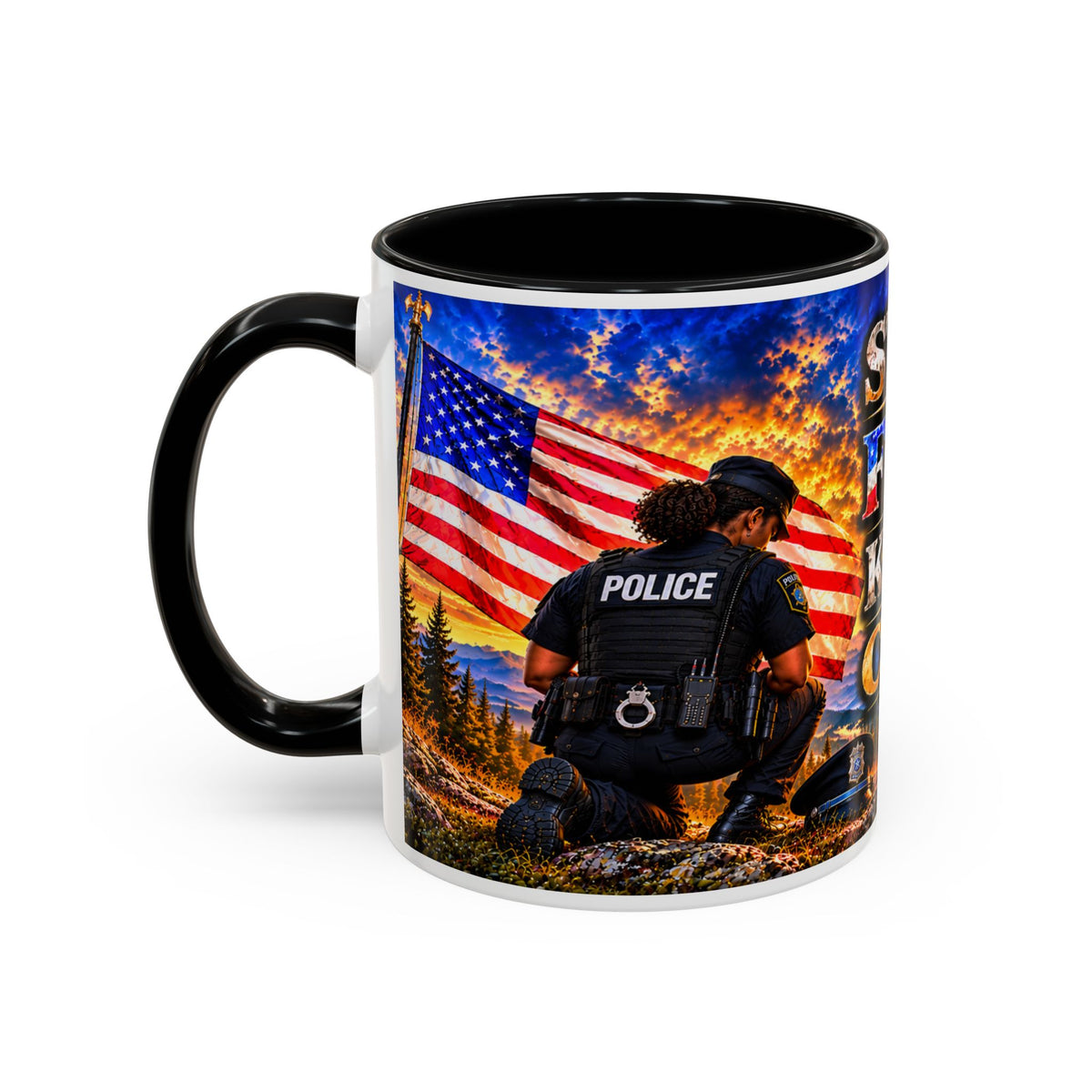 Stand for the Flag, Kneel for the Cross Coffee Mug_BF