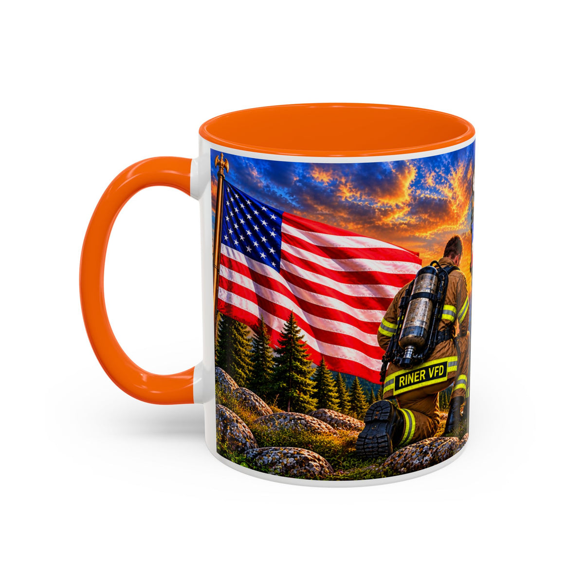 Riner_Firefighter_Stand for the Flag, Kneel for the Cross Coffee Mug_WM