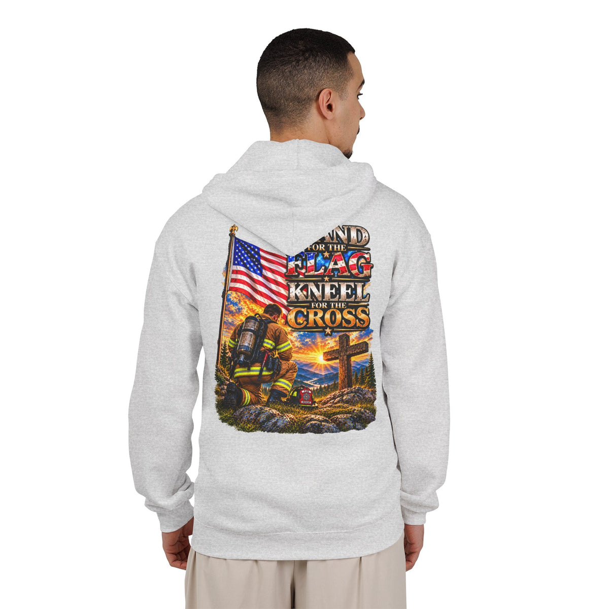 Firefighter Stand for the Flag, Kneel for the Cross - Hoodie