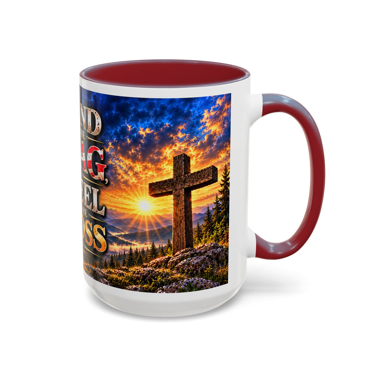 Firefighter Coffee Mug - "Stand for the Flag, Kneel for the Cross" Patriotic  Accent Mug
