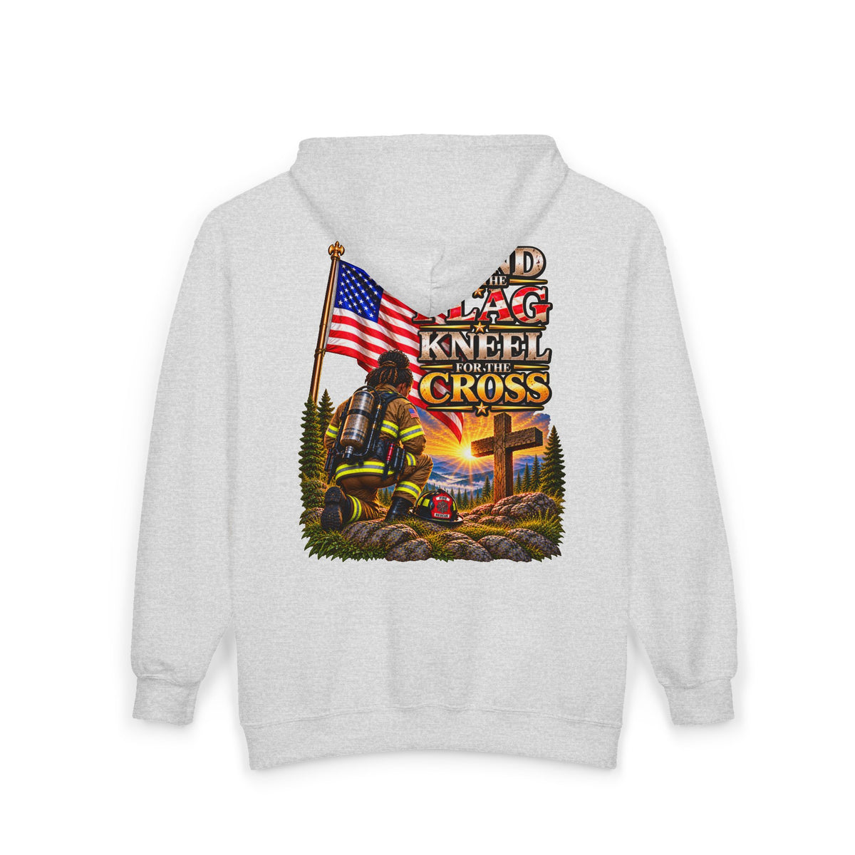 Firefighter 4 Stand for the Flag, Kneel for the Cross - Hoodie