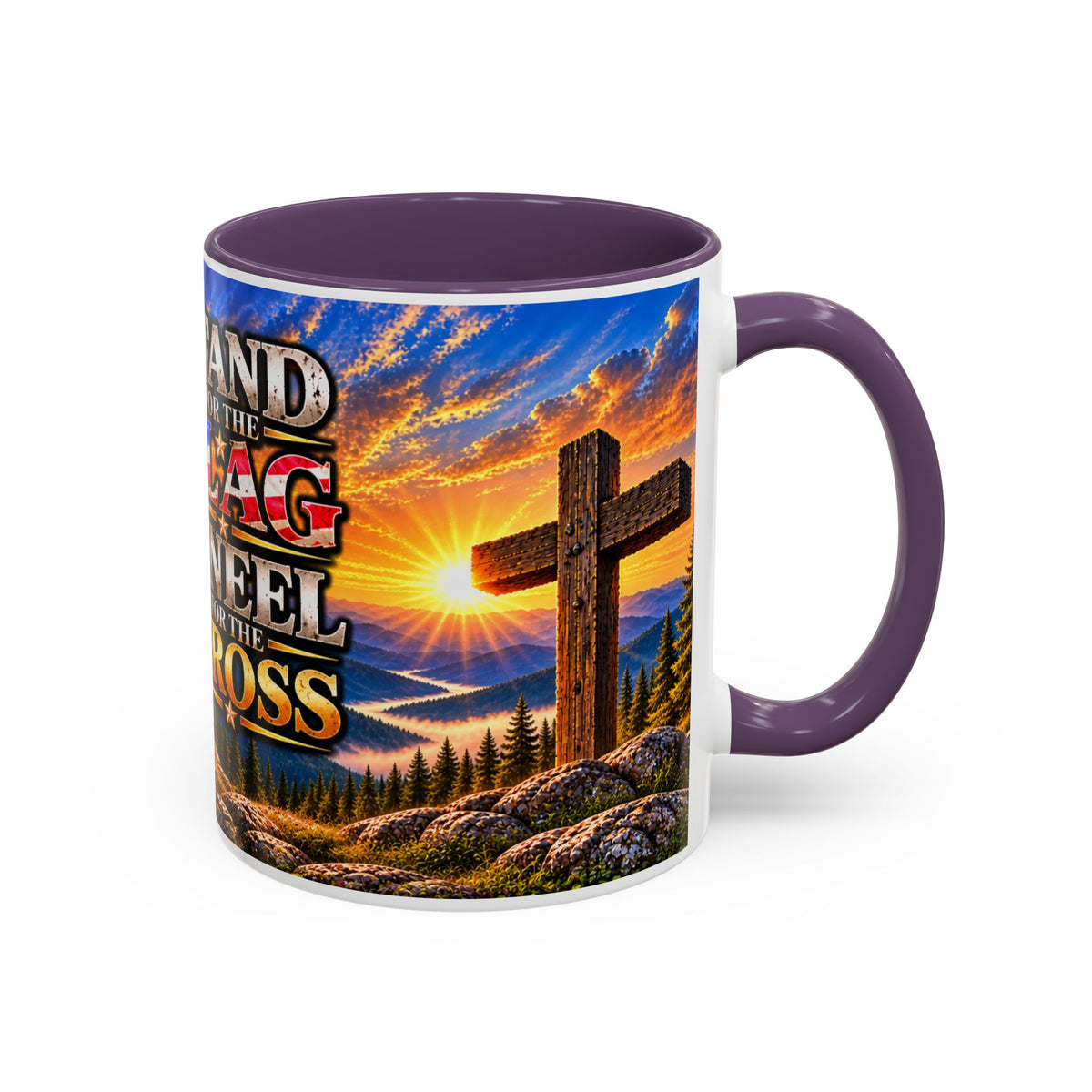 Riner_Firefighter_Stand for the Flag, Kneel for the Cross Coffee Mug_WM
