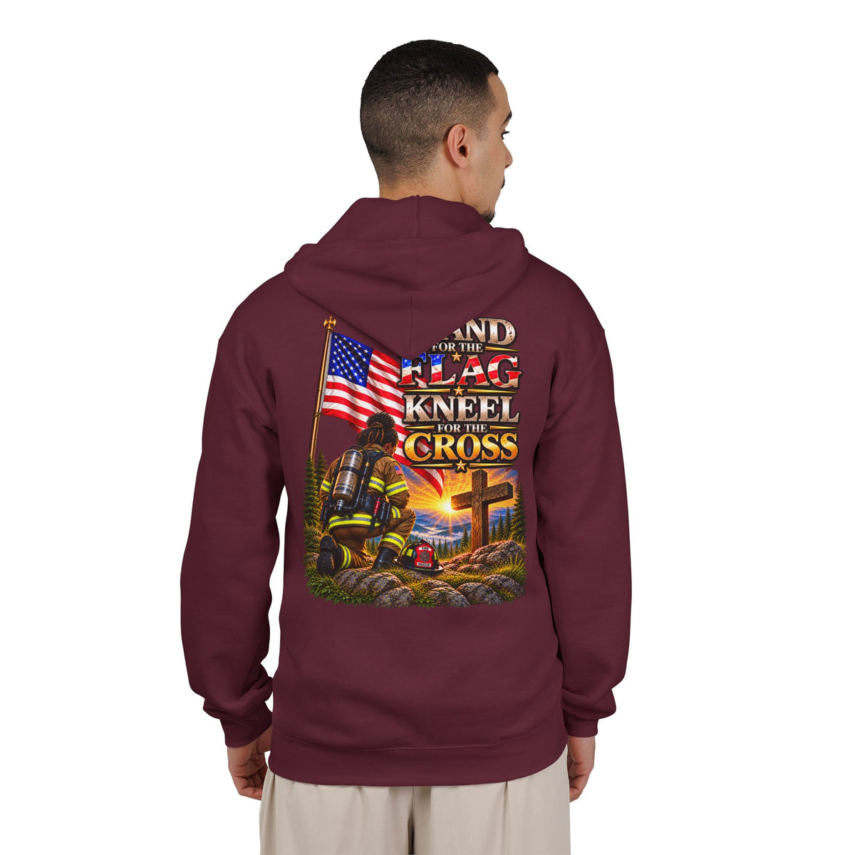 Firefighter 4 Stand for the Flag, Kneel for the Cross - Hoodie