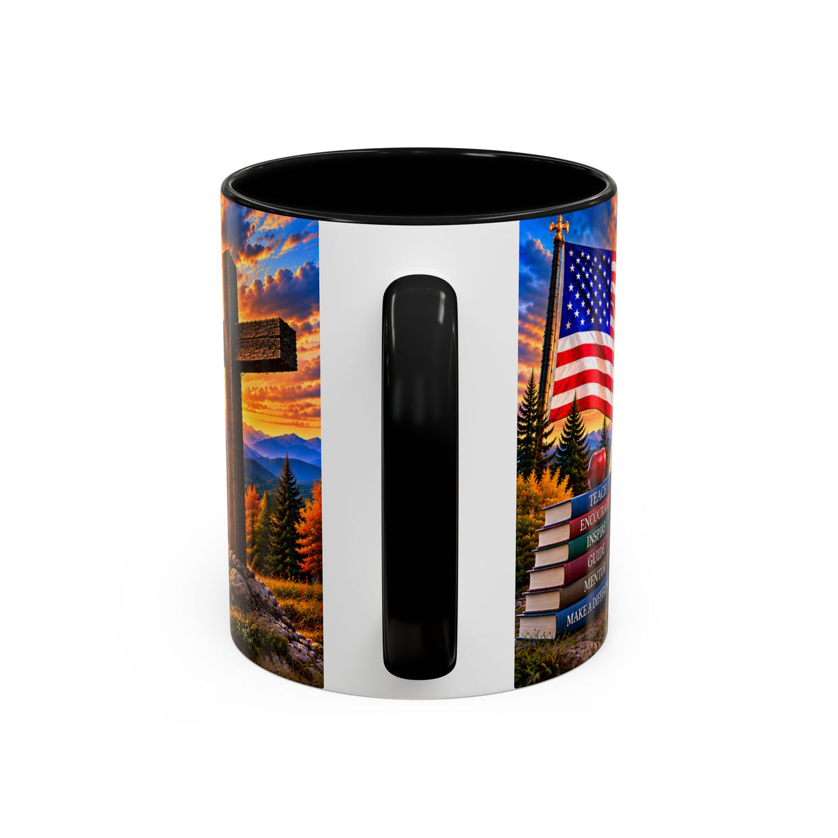 School_Teacher_Stand for the Flag, Kneel for the Cross Accent Coffee Mug - Patriotic 11oz