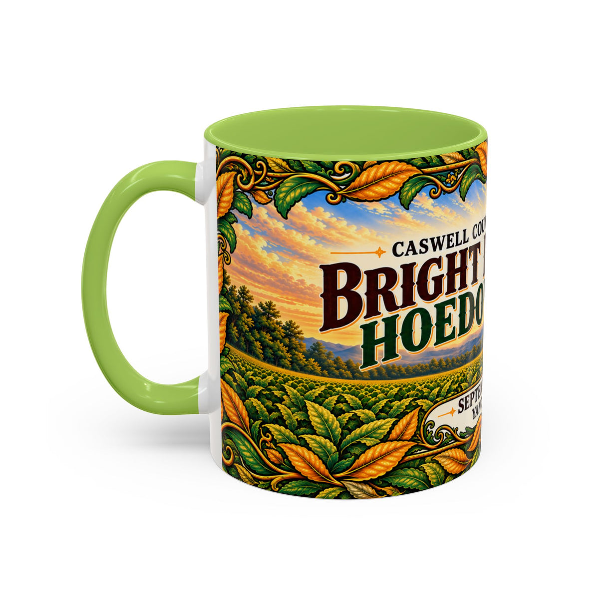 Bright Leaf Hoedown Coffee Mug Wrap — Caswell County Event Souvenir (Sept 19, 2026)
