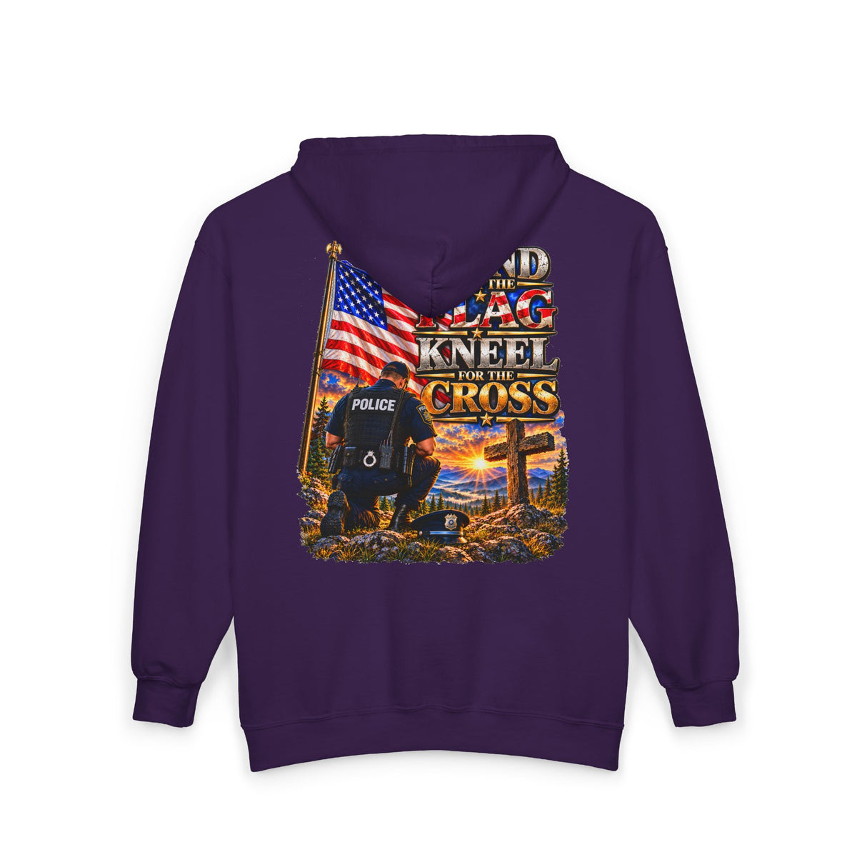 Police Officer Stand for the Flag, Kneel for the Cross - Hoodie