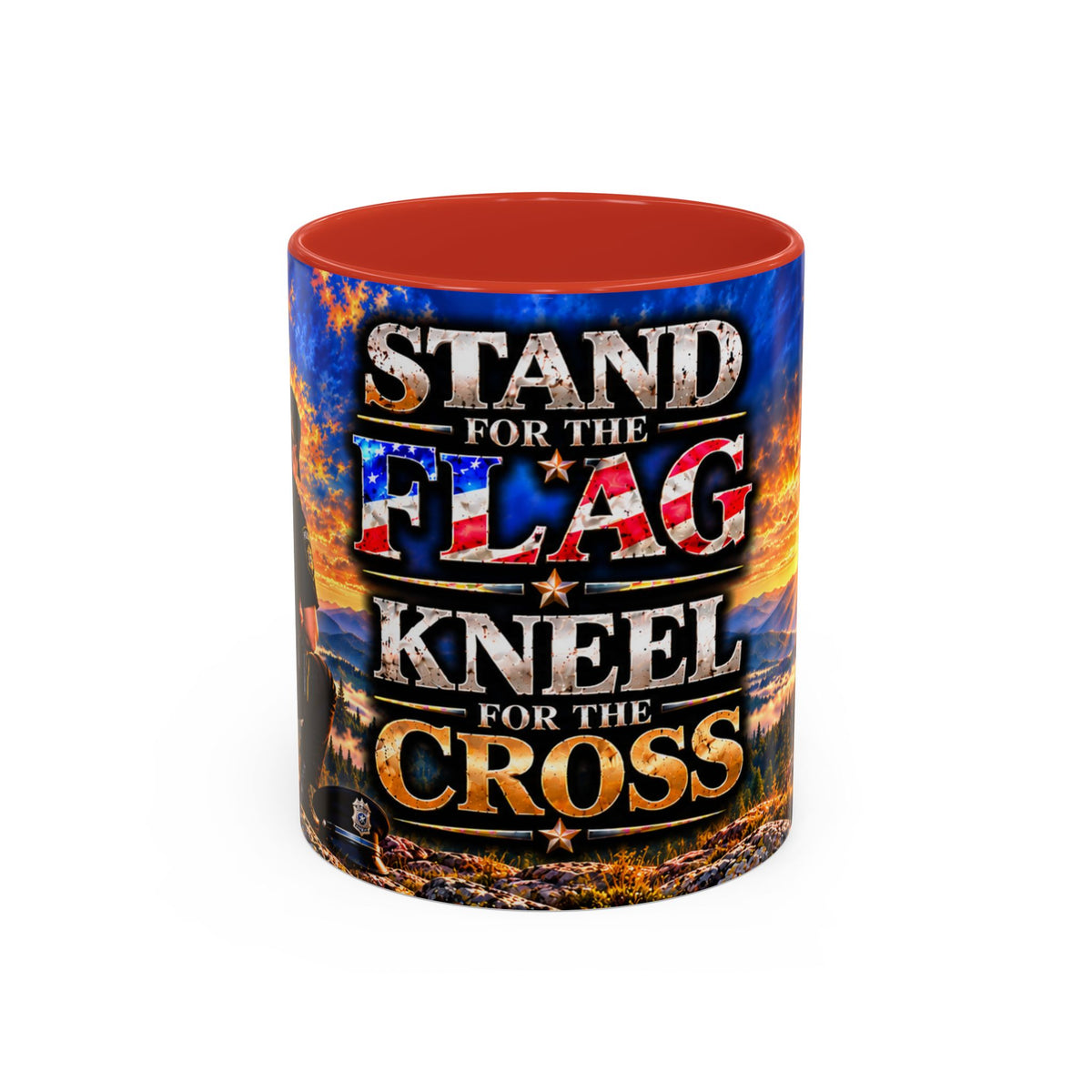 Coffee Mug - "Stand for the Flag, Kneel for the Cross" Police Officer Tribute 11oz or 15oz Mug_WF