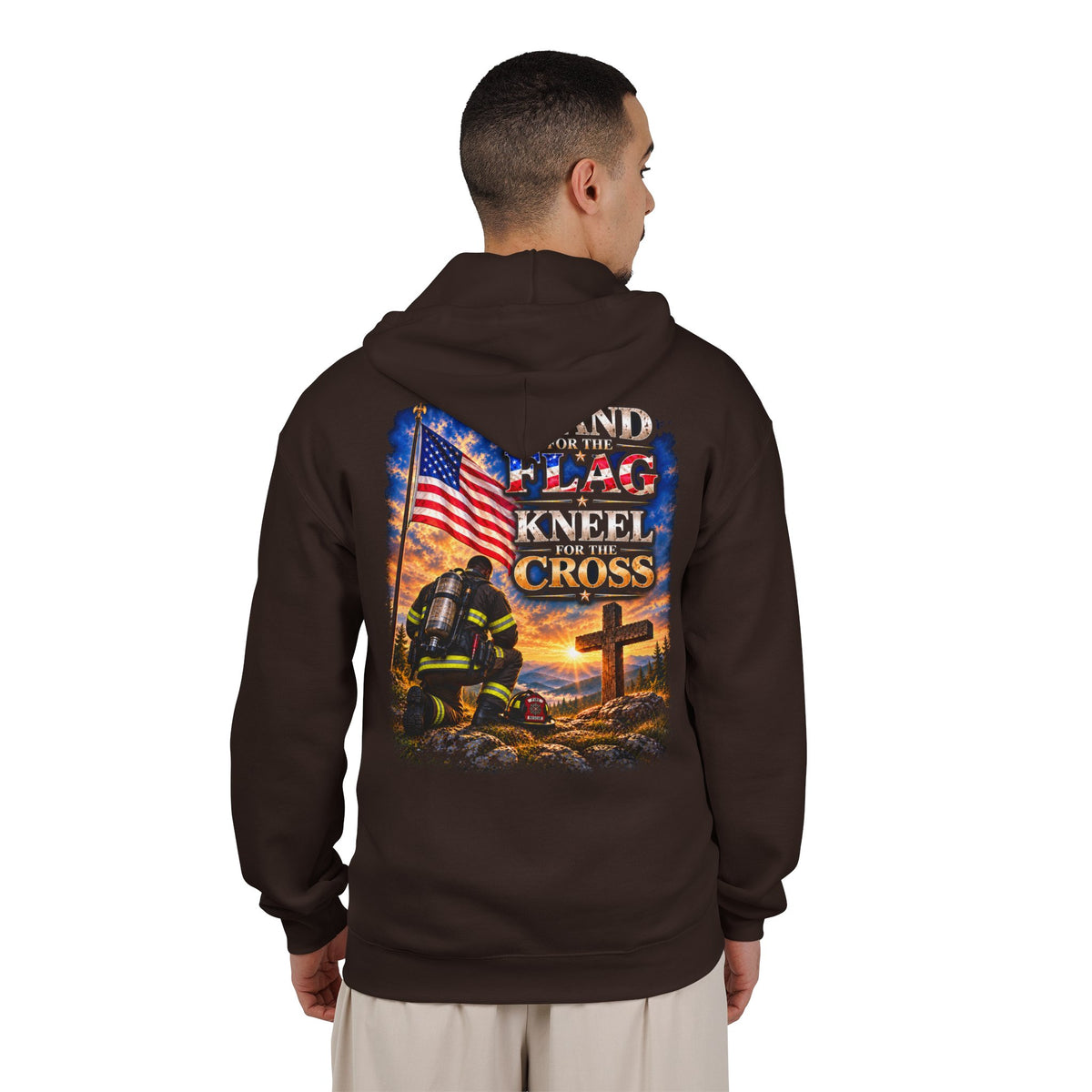 Firefighter 2 Stand for the Flag, Kneel for the Cross - Hoodie