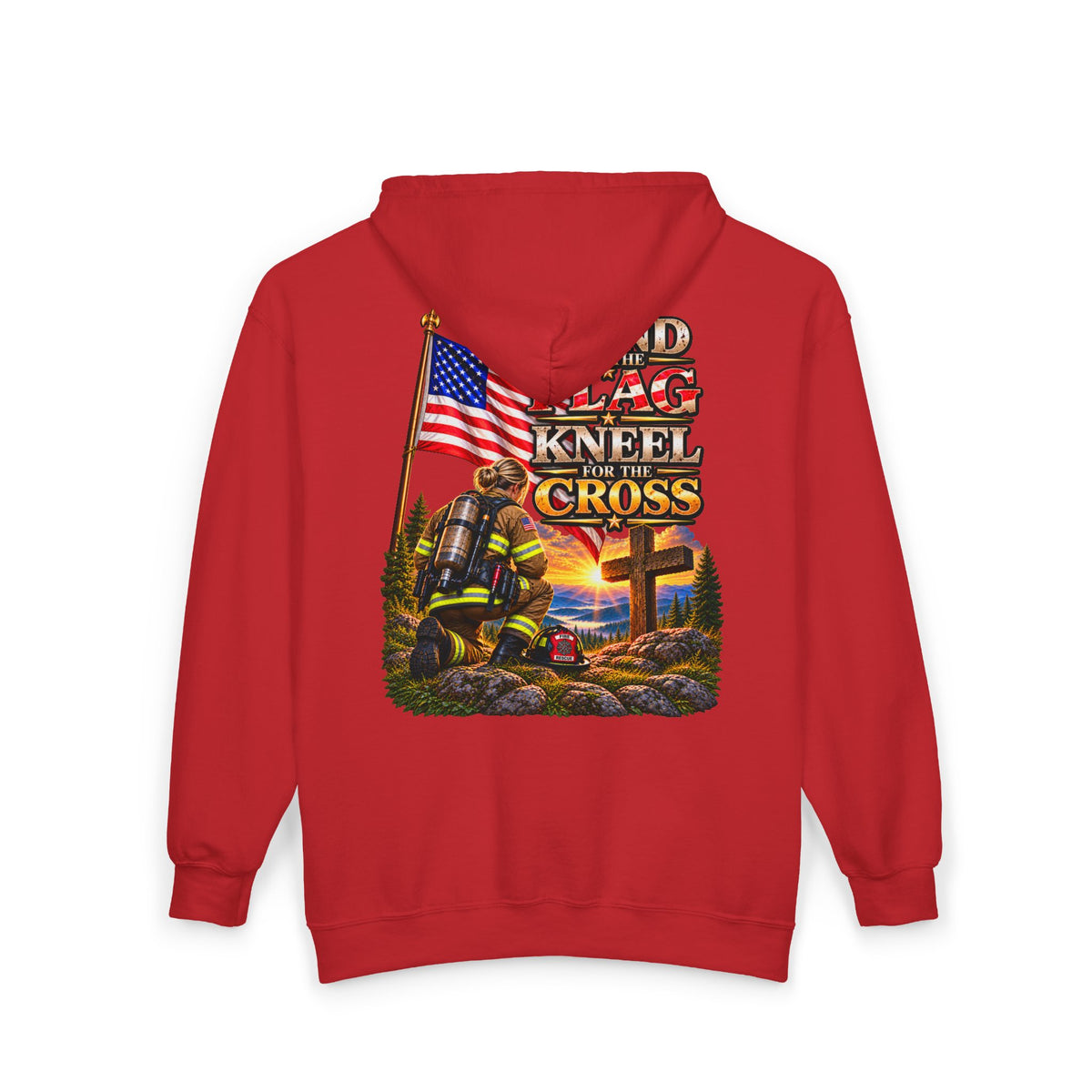 Firefighter 3 Stand for the Flag, Kneel for the Cross - Hoodie