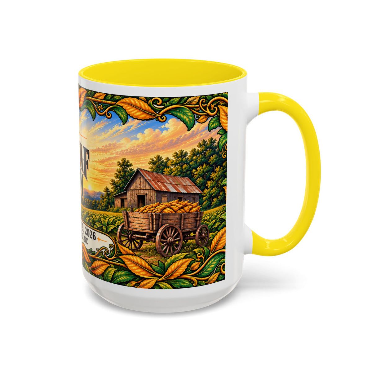 Bright Leaf Hoedown Coffee Mug Wrap — Caswell County Event Souvenir (Sept 19, 2026)
