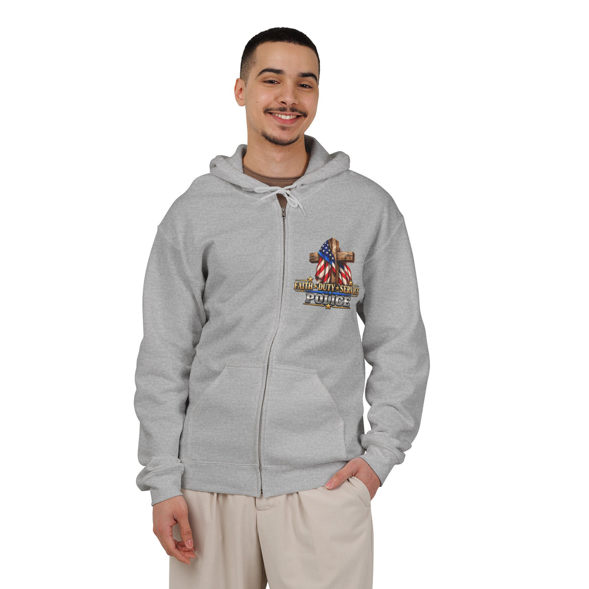 Police Officer Stand for the Flag, Kneel for the Cross - Hoodie