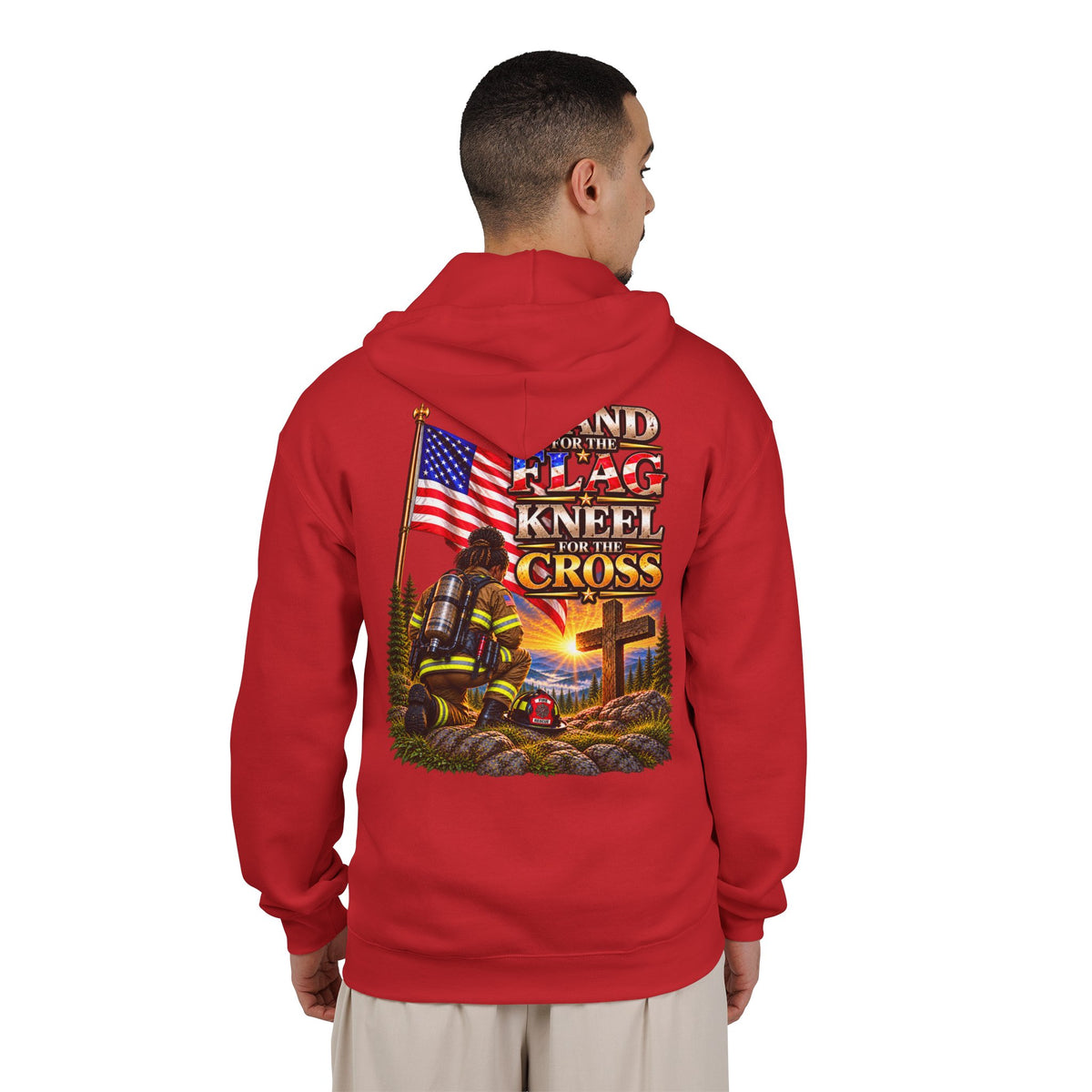Firefighter 4 Stand for the Flag, Kneel for the Cross - Hoodie
