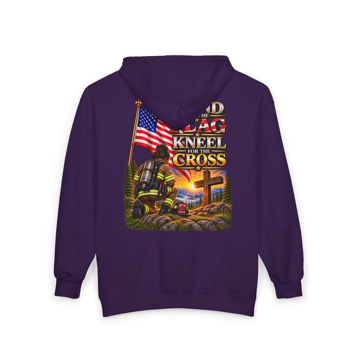 Firefighter 4 Stand for the Flag, Kneel for the Cross - Hoodie