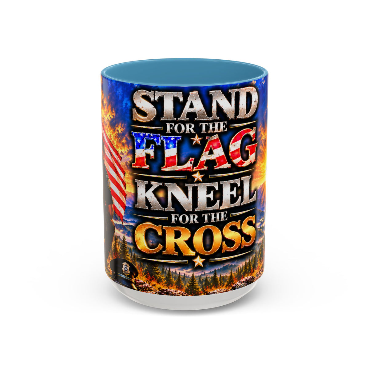 Coffee Mug - "Stand for the Flag, Kneel for the Cross" Police Officer Tribute 11oz or 15oz Mug