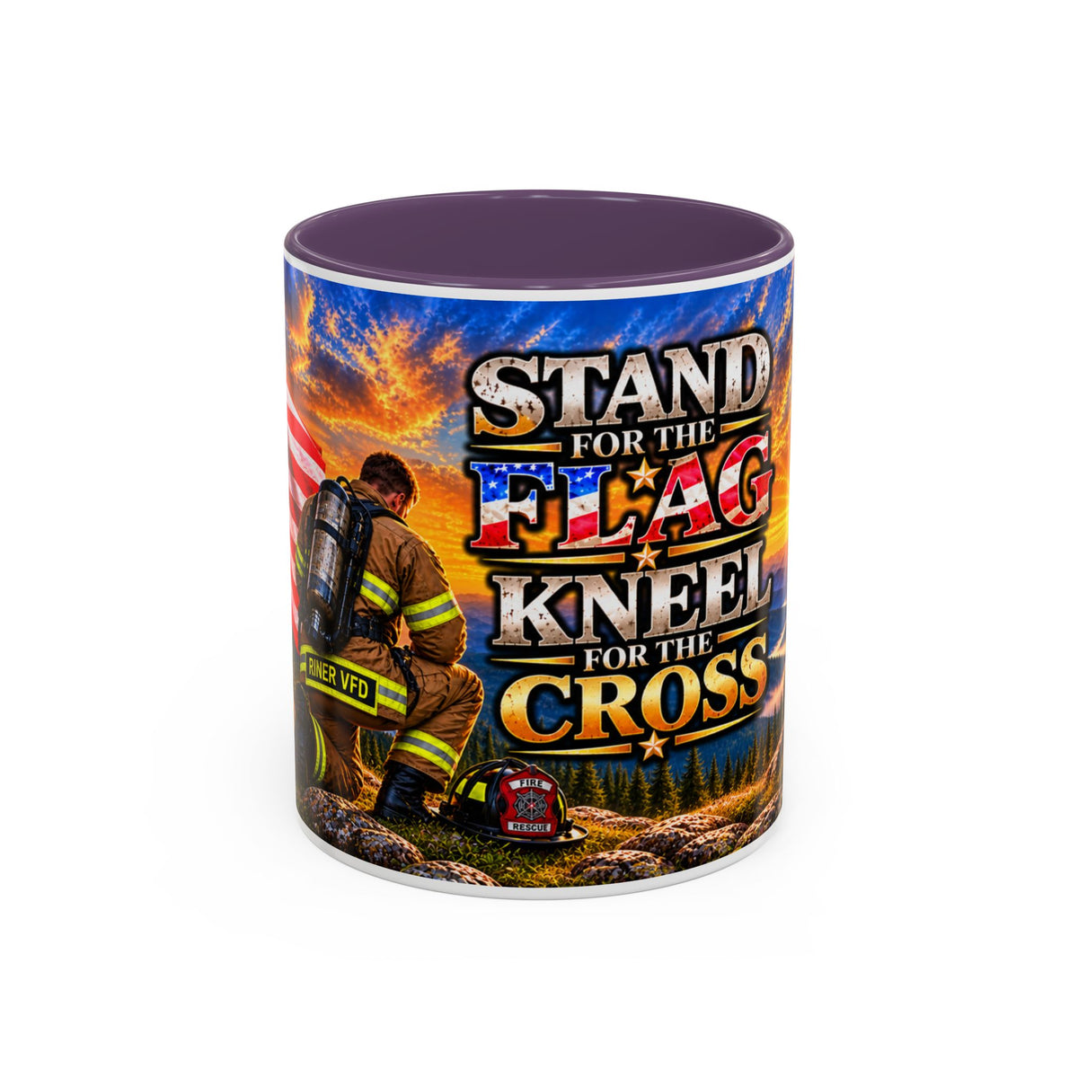 Riner_Firefighter_Stand for the Flag, Kneel for the Cross Coffee Mug_WM