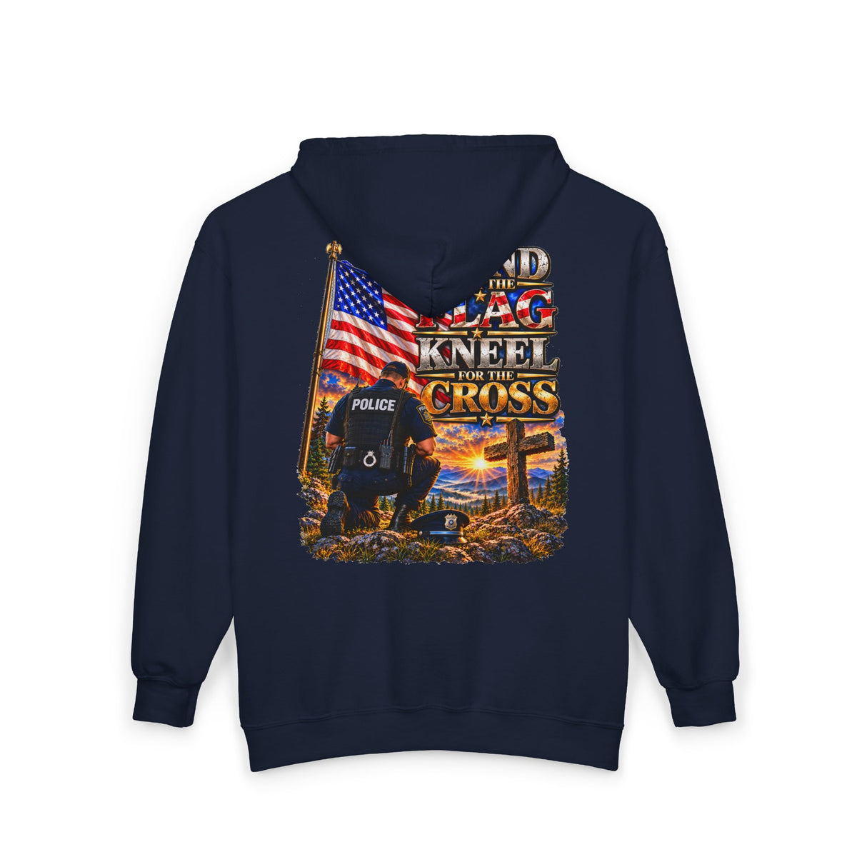 Police Officer Stand for the Flag, Kneel for the Cross - Hoodie