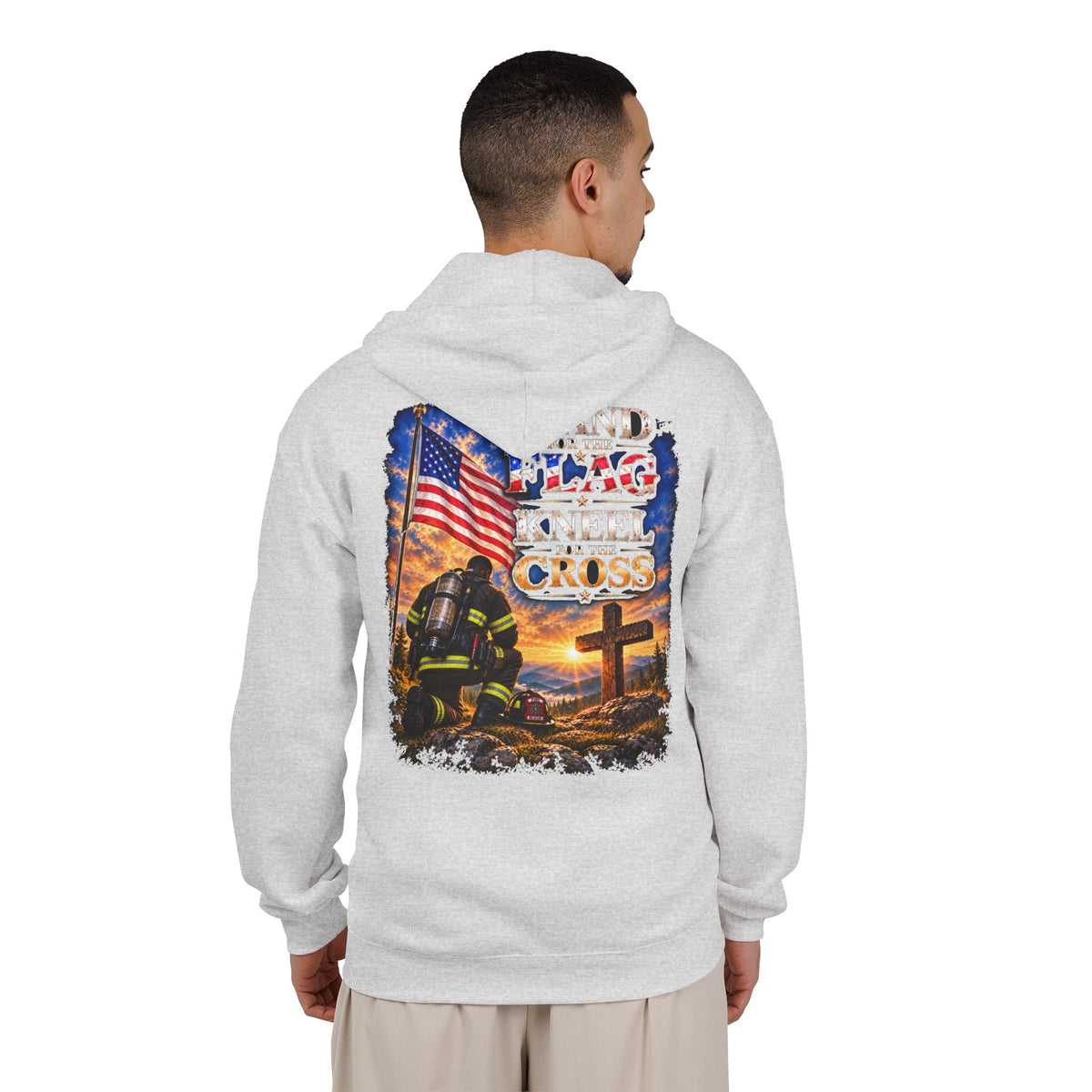 Firefighter 2 Stand for the Flag, Kneel for the Cross - Hoodie