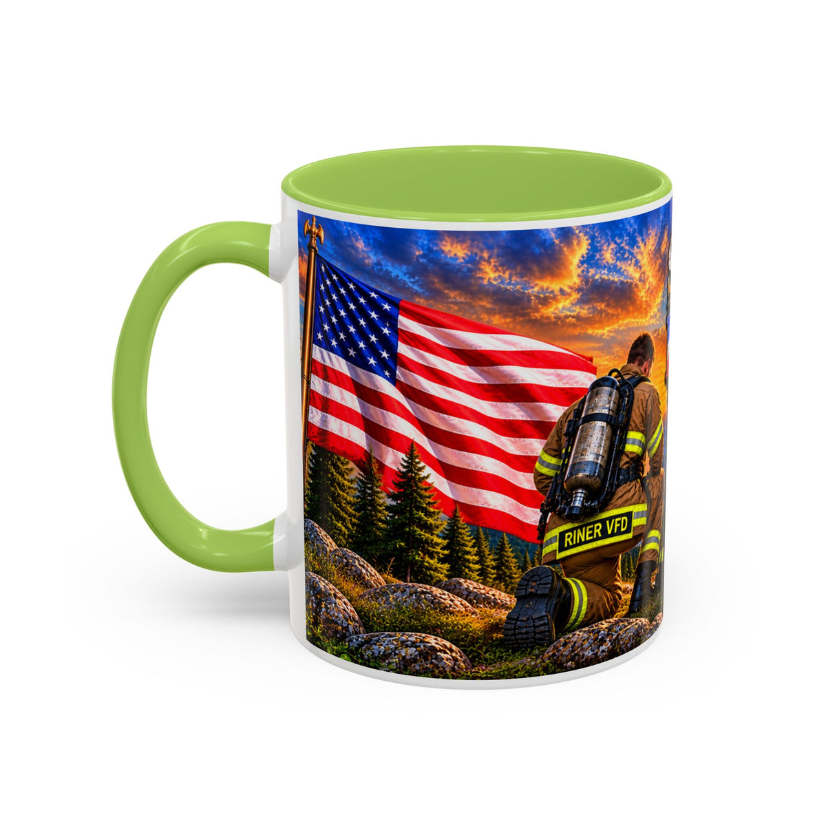 Riner_Firefighter_Stand for the Flag, Kneel for the Cross Coffee Mug_WM
