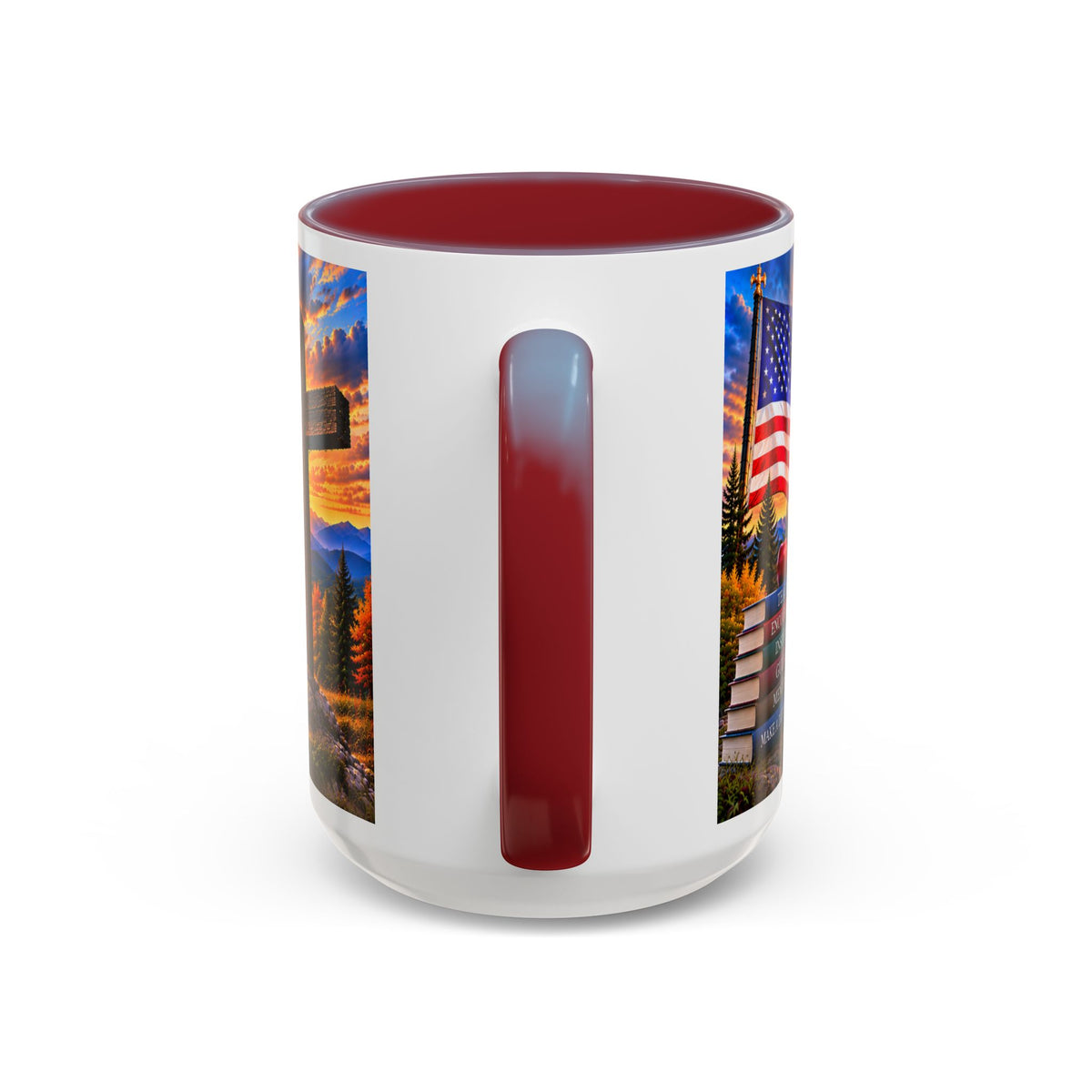 School_Teacher_Stand for the Flag, Kneel for the Cross Accent Coffee Mug - Patriotic 11oz