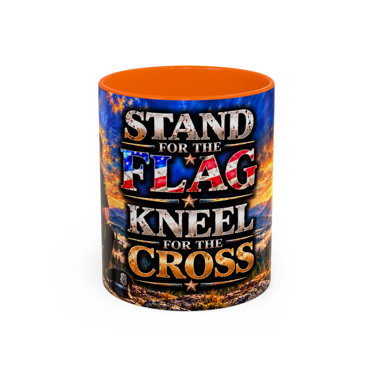 Coffee Mug - "Stand for the Flag, Kneel for the Cross" Police Officer Tribute 11oz or 15oz Mug_WF