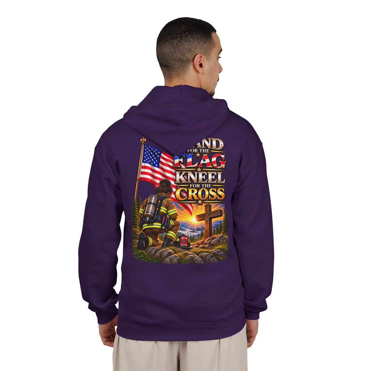 Firefighter 4 Stand for the Flag, Kneel for the Cross - Hoodie