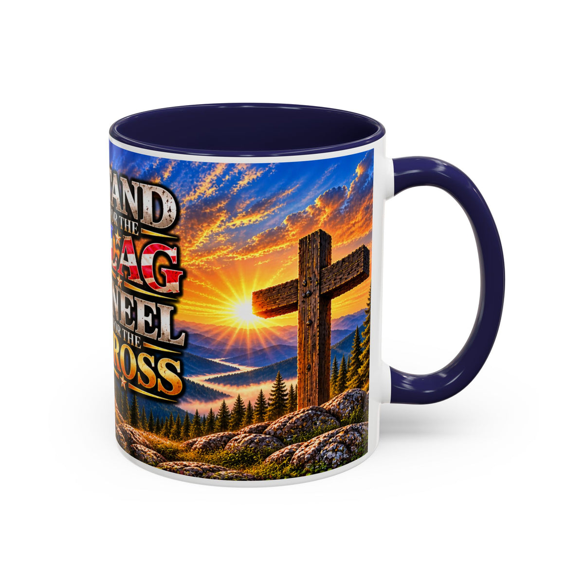 Riner_Firefighter_Stand for the Flag, Kneel for the Cross Coffee Mug_WM