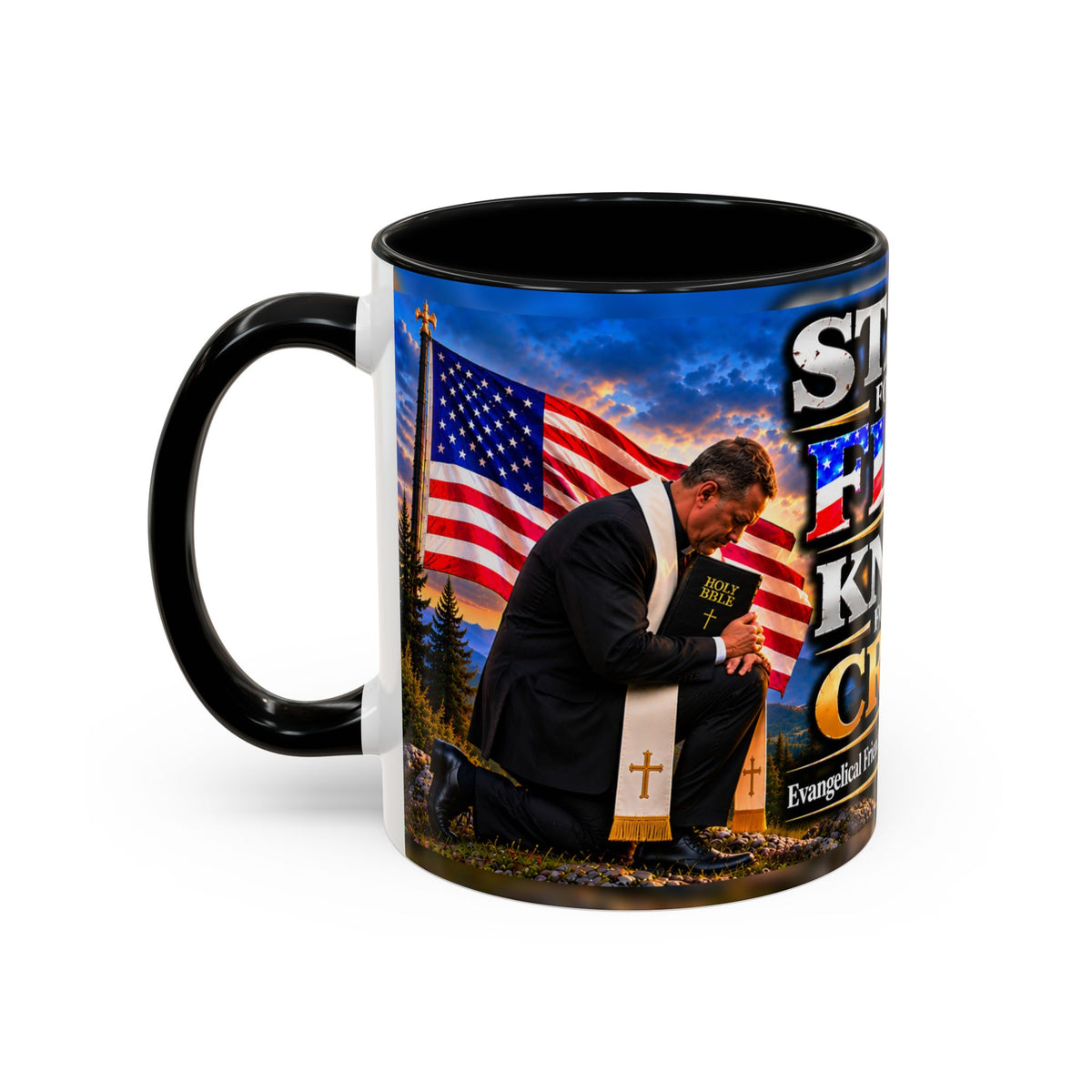 Pastor of EFC_ER_Stand for the Flag, Kneel for the Cross Accent Coffee Mug - Patriotic 11oz