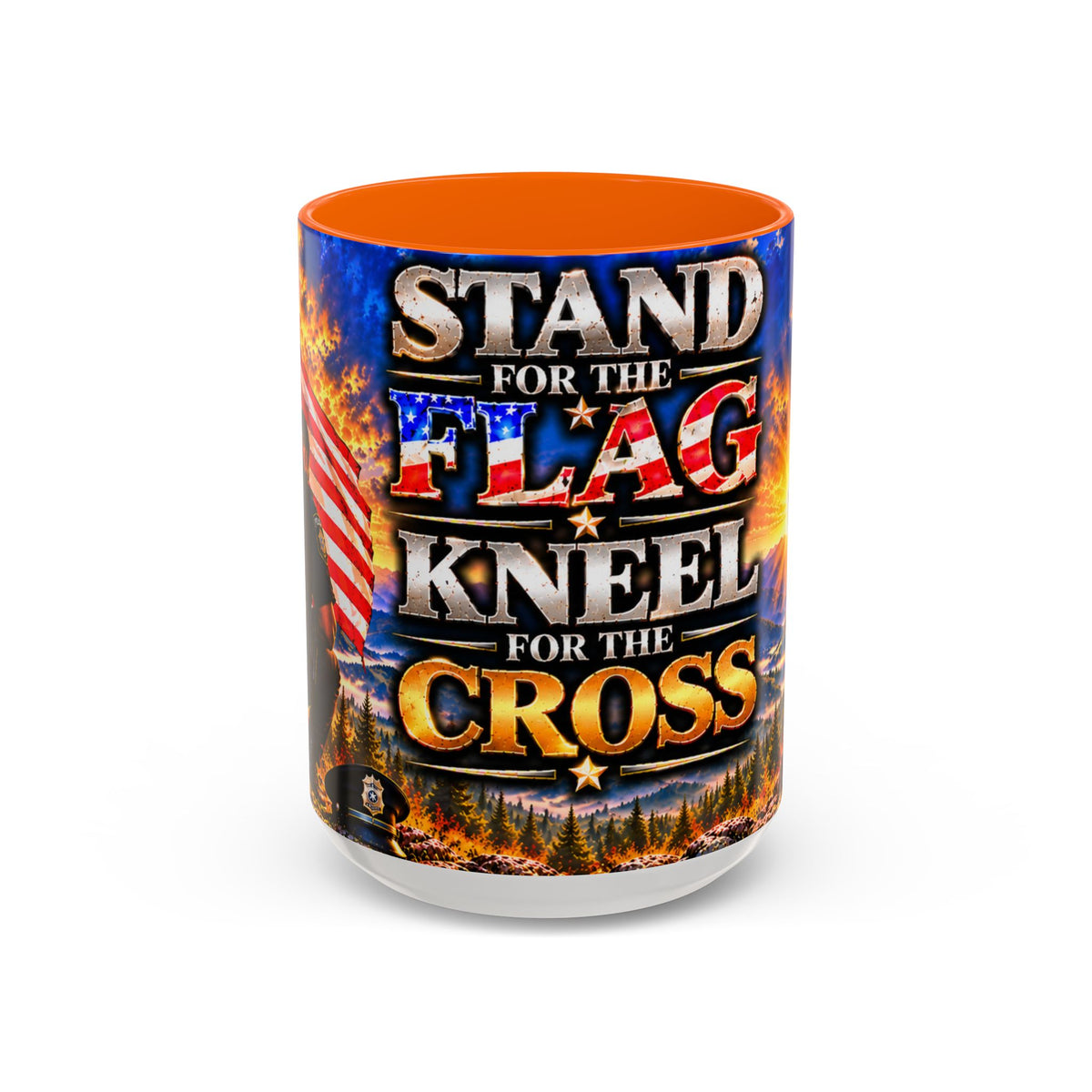 Coffee Mug - "Stand for the Flag, Kneel for the Cross" Police Officer Tribute 11oz or 15oz Mug