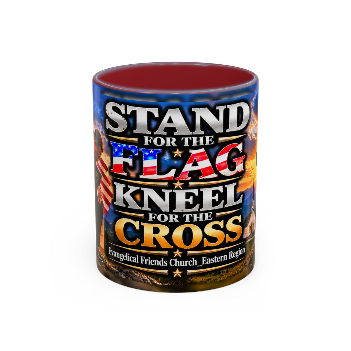 Pastor of EFC_ER_Stand for the Flag, Kneel for the Cross Accent Coffee Mug - Patriotic 11oz