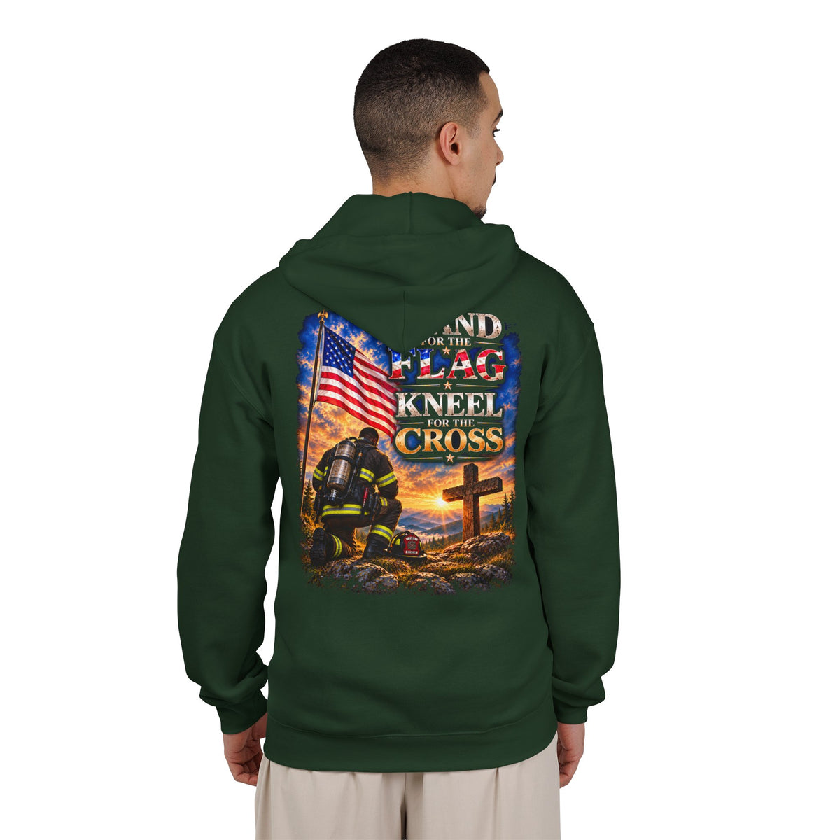 Firefighter 2 Stand for the Flag, Kneel for the Cross - Hoodie