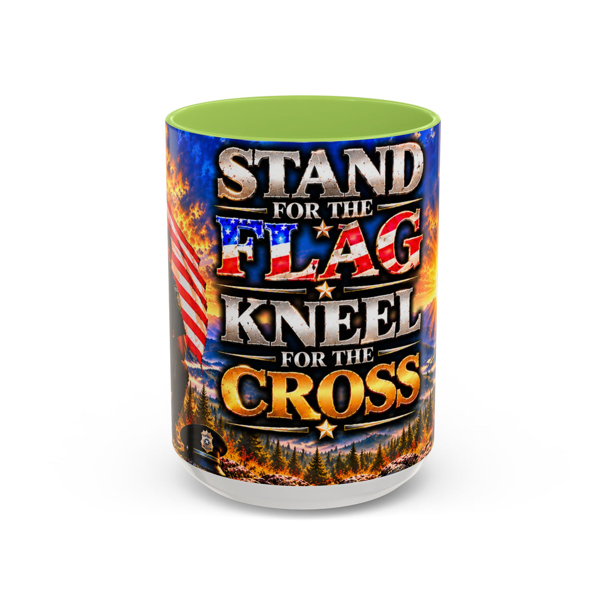 Coffee Mug - "Stand for the Flag, Kneel for the Cross" Police Officer Tribute 11oz or 15oz Mug