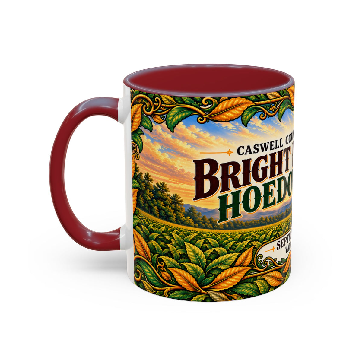 Bright Leaf Hoedown Coffee Mug Wrap — Caswell County Event Souvenir (Sept 19, 2026)