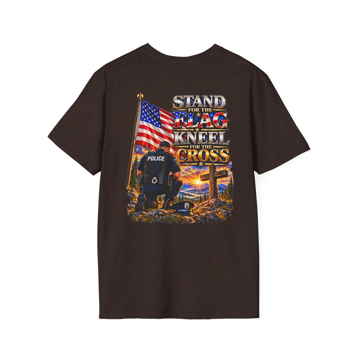 Stand for the Flag, Kneel for the Cross Police T-Shirt