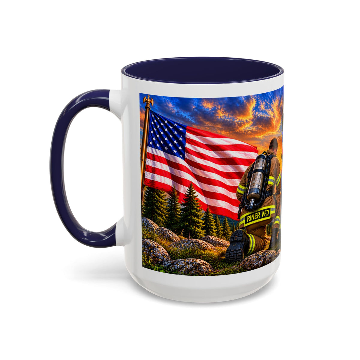 Riner_Firefighter_Stand for the Flag, Kneel for the Cross Coffee Mug_WM