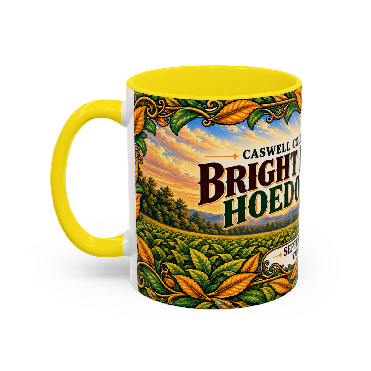 Bright Leaf Hoedown Coffee Mug Wrap — Caswell County Event Souvenir (Sept 19, 2026)