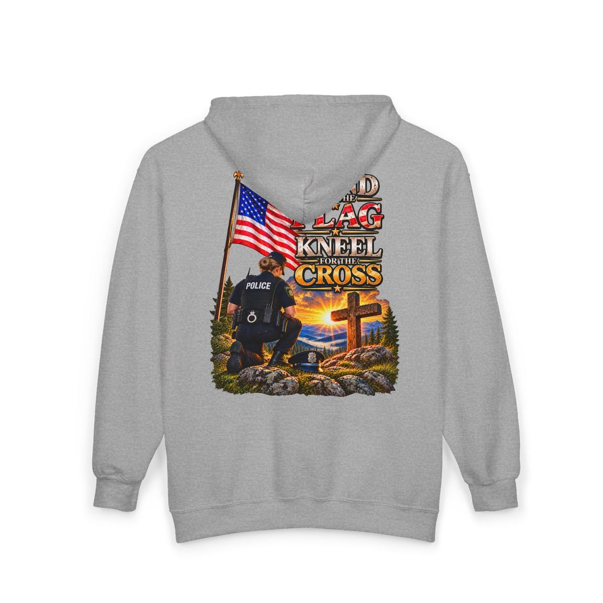 Police Officer 3 Stand for the Flag, Kneel for the Cross - Hoodie