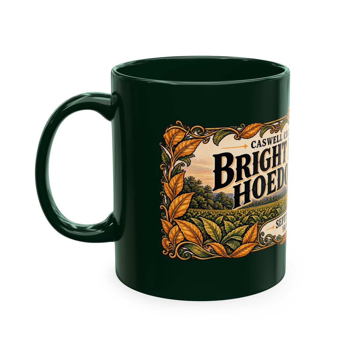 Bright Leaf Hoedown Ceramic Mug — Yanceyville NC Event Souvenir (Sept 19, 2026)