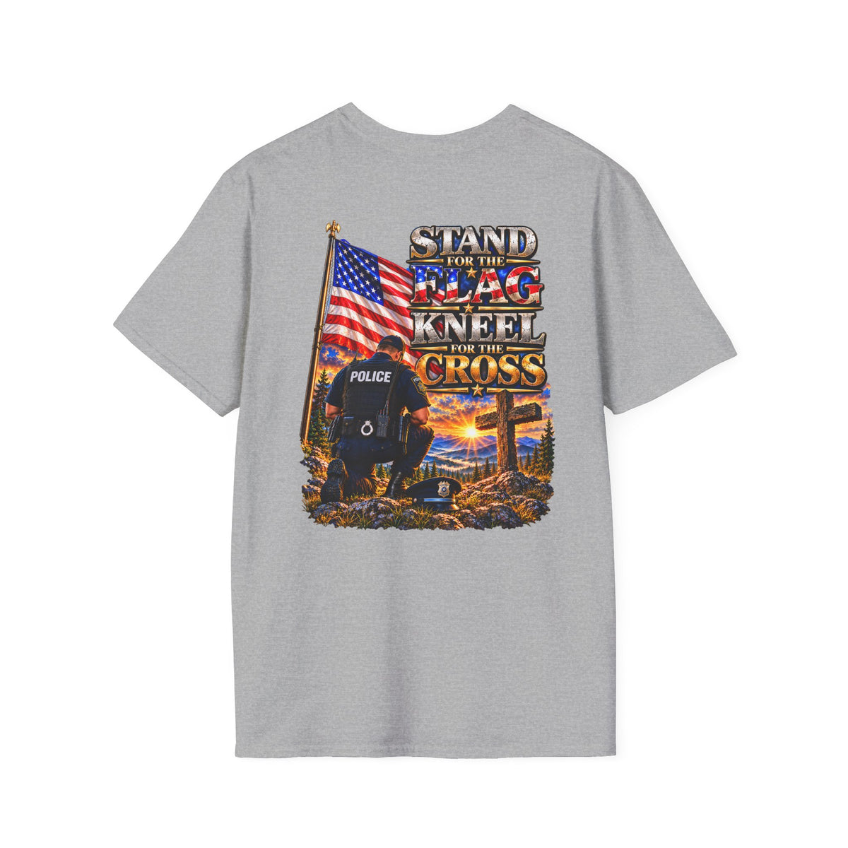 Stand for the Flag, Kneel for the Cross Police T-Shirt